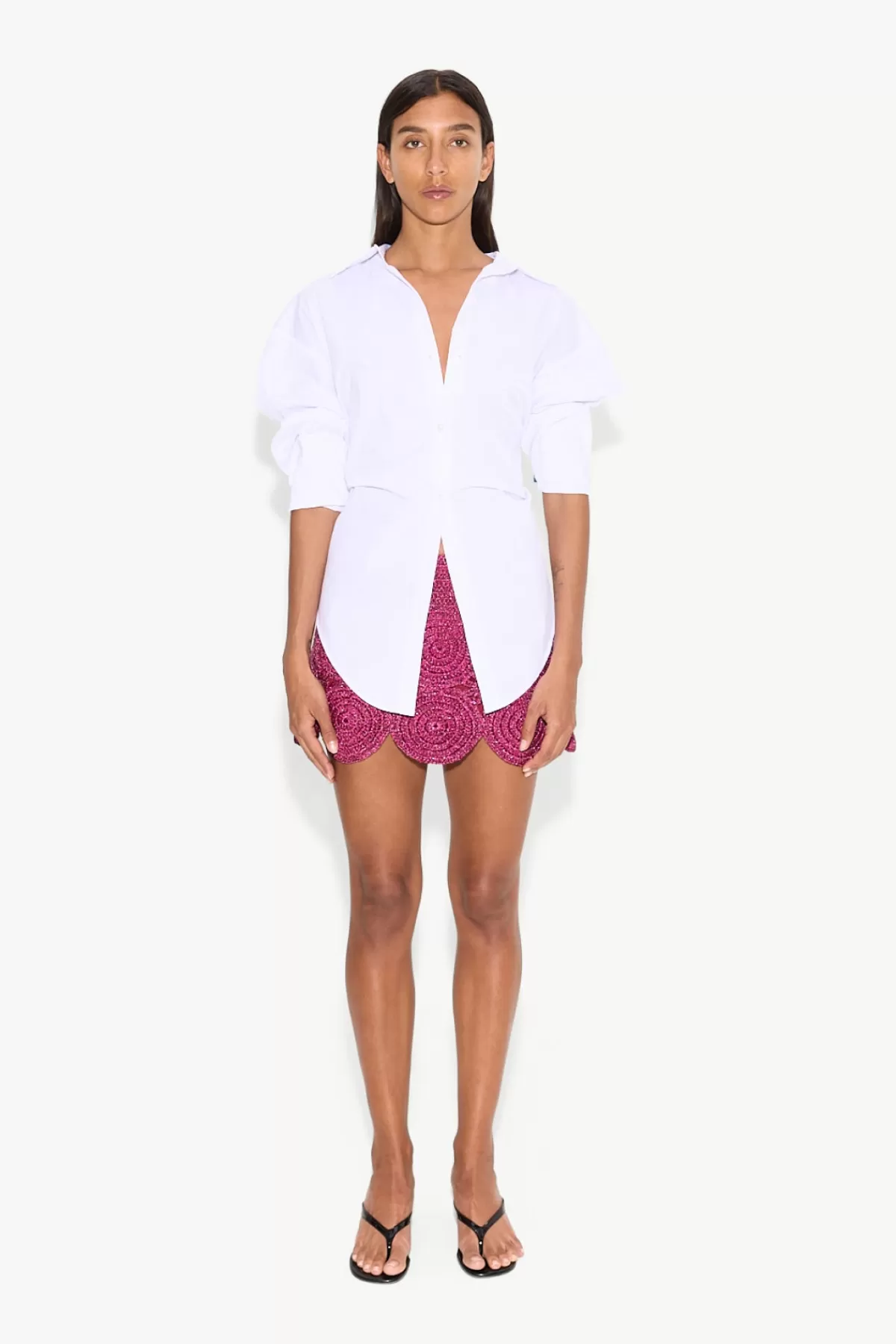 Bottoms<SIMONMILLER Beep Beep Mini Skirt in magenta