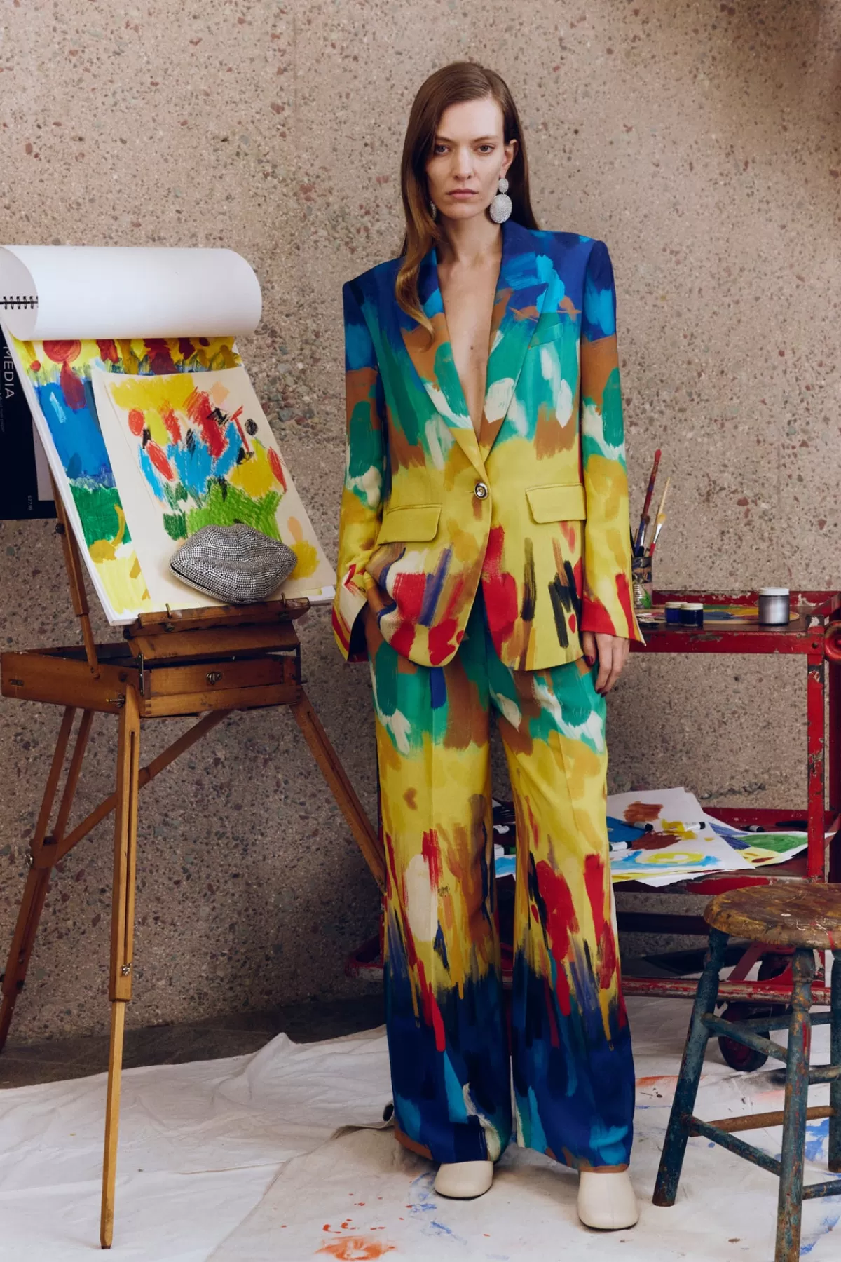 Bottoms<SIMONMILLER Bloo Painted Crepe Pant in Palette Print paletteprint