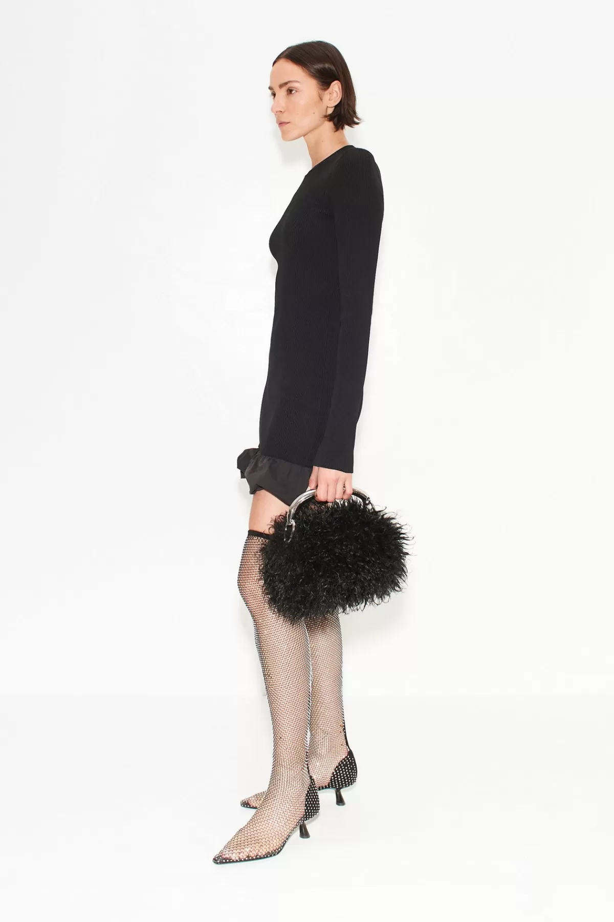 Bags<SIMONMILLER Curly Faux Fur Can Can Bag in black