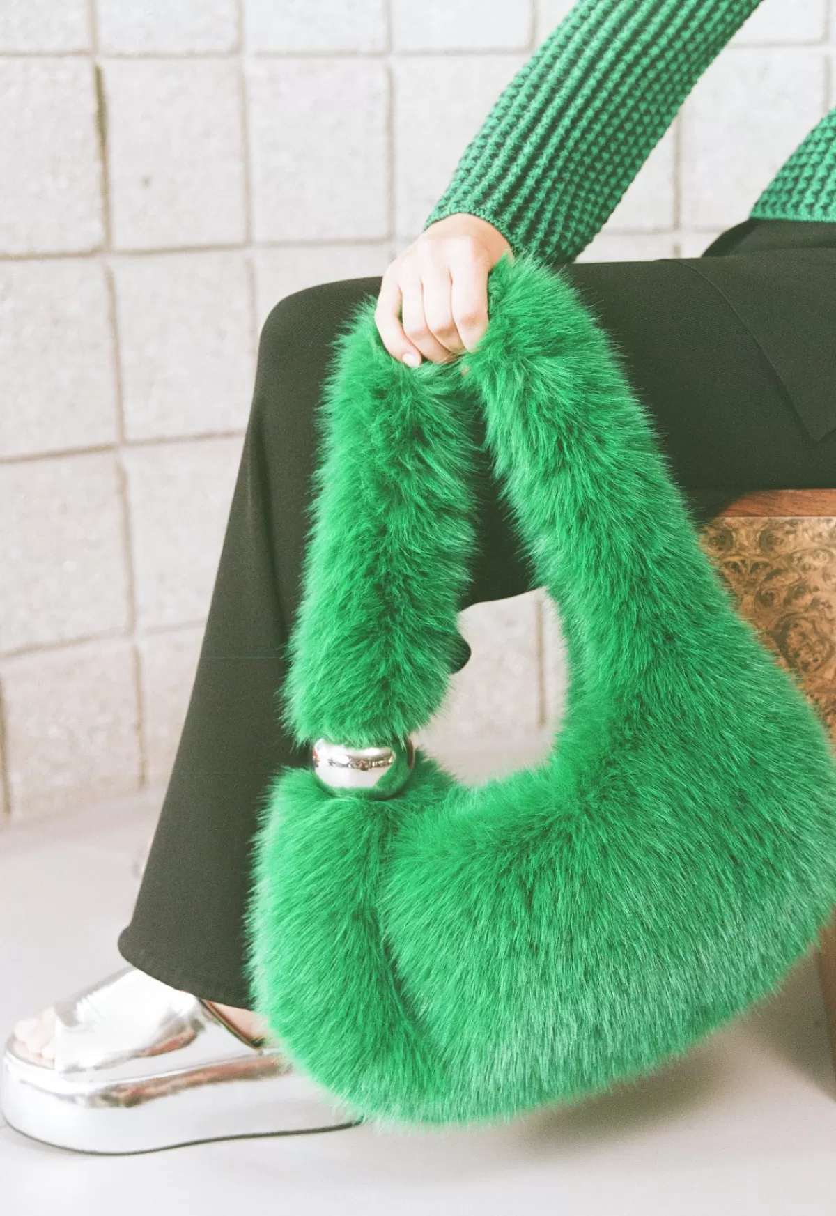 Bags<SIMONMILLER Faux Fur Figures Bag in Gummy Green gummygreen