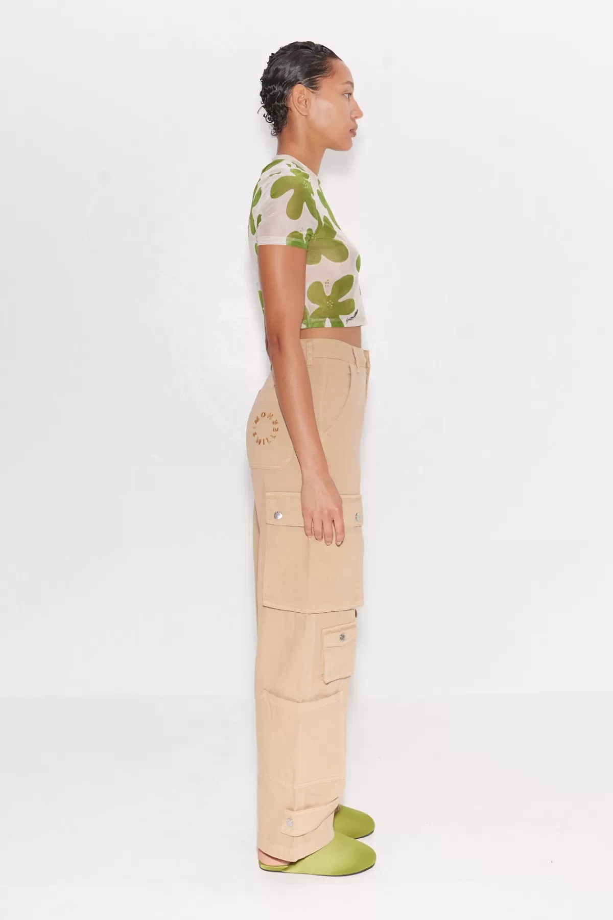 Tops<SIMONMILLER Gamma Printed Mesh Tee in Green/Seashell Floral green/seashellfloral