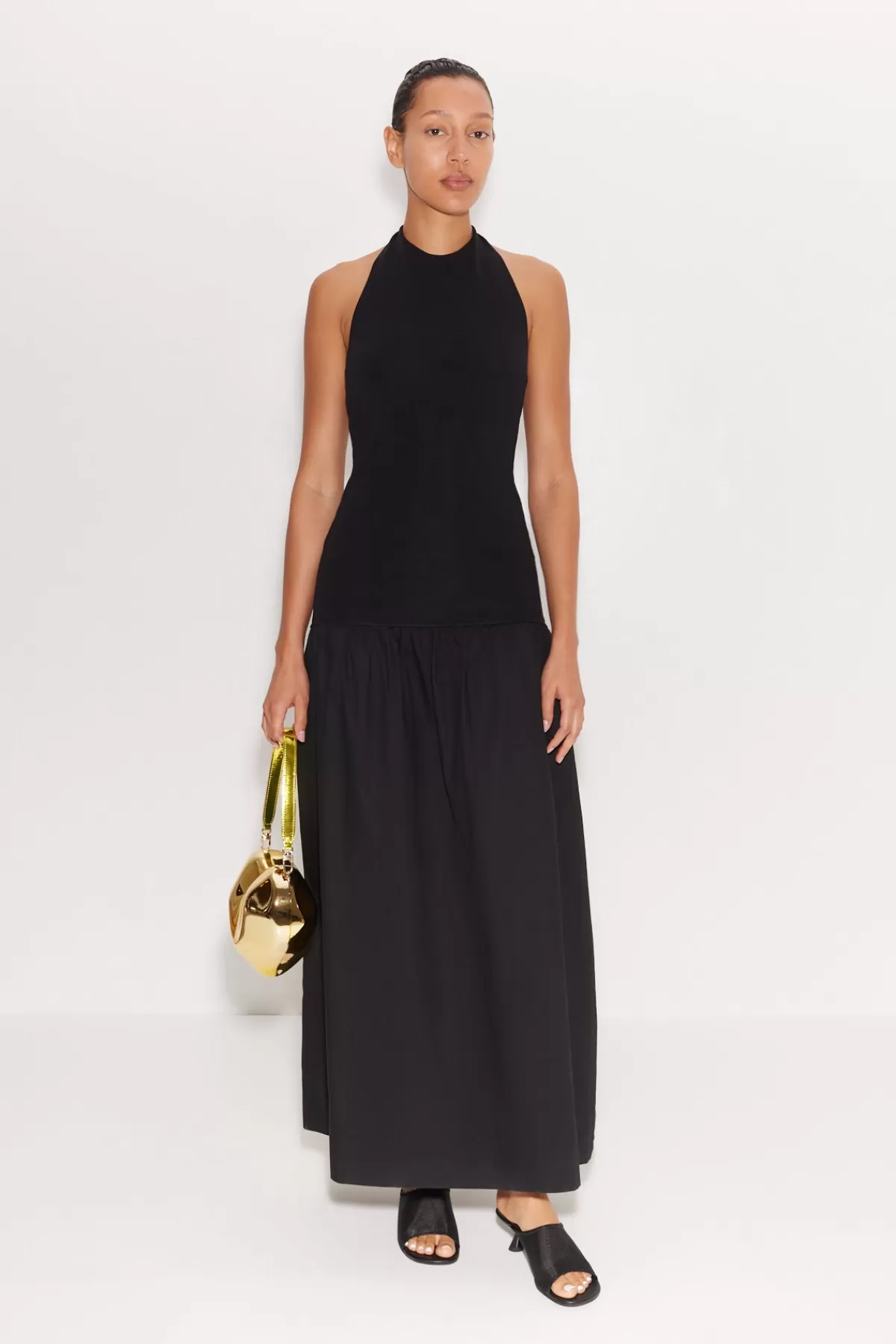 Poplin<SIMONMILLER Junjo Combo Dress in black