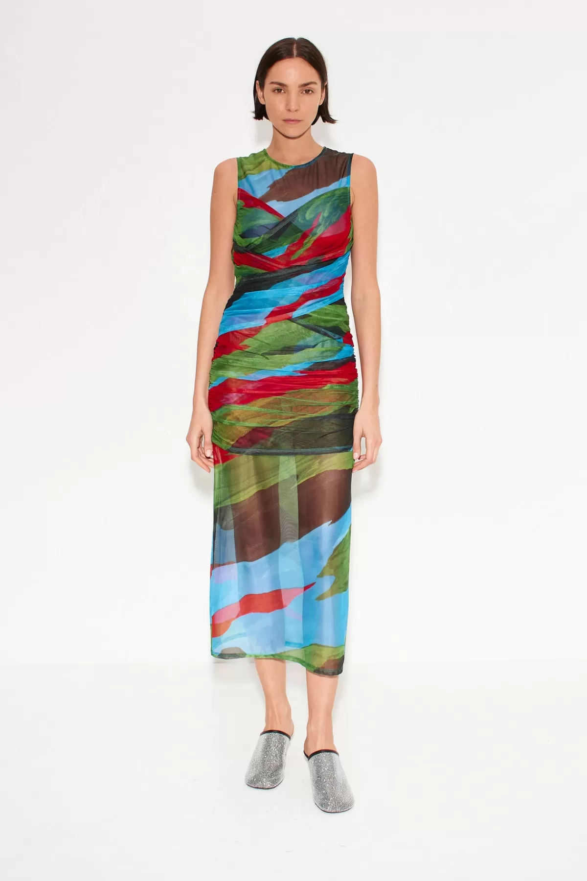 Dresses<SIMONMILLER Kinny Mesh Dress in Painted Leaf paintedleaf