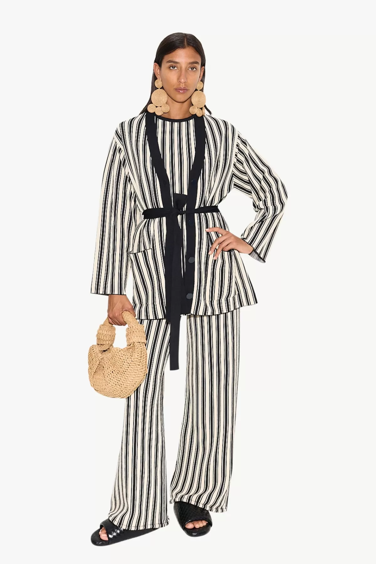 Knits By' Essentials<SIMONMILLER Knits By Jabber Pant in Black/Rice Flour Stripe black/riceflourstripe