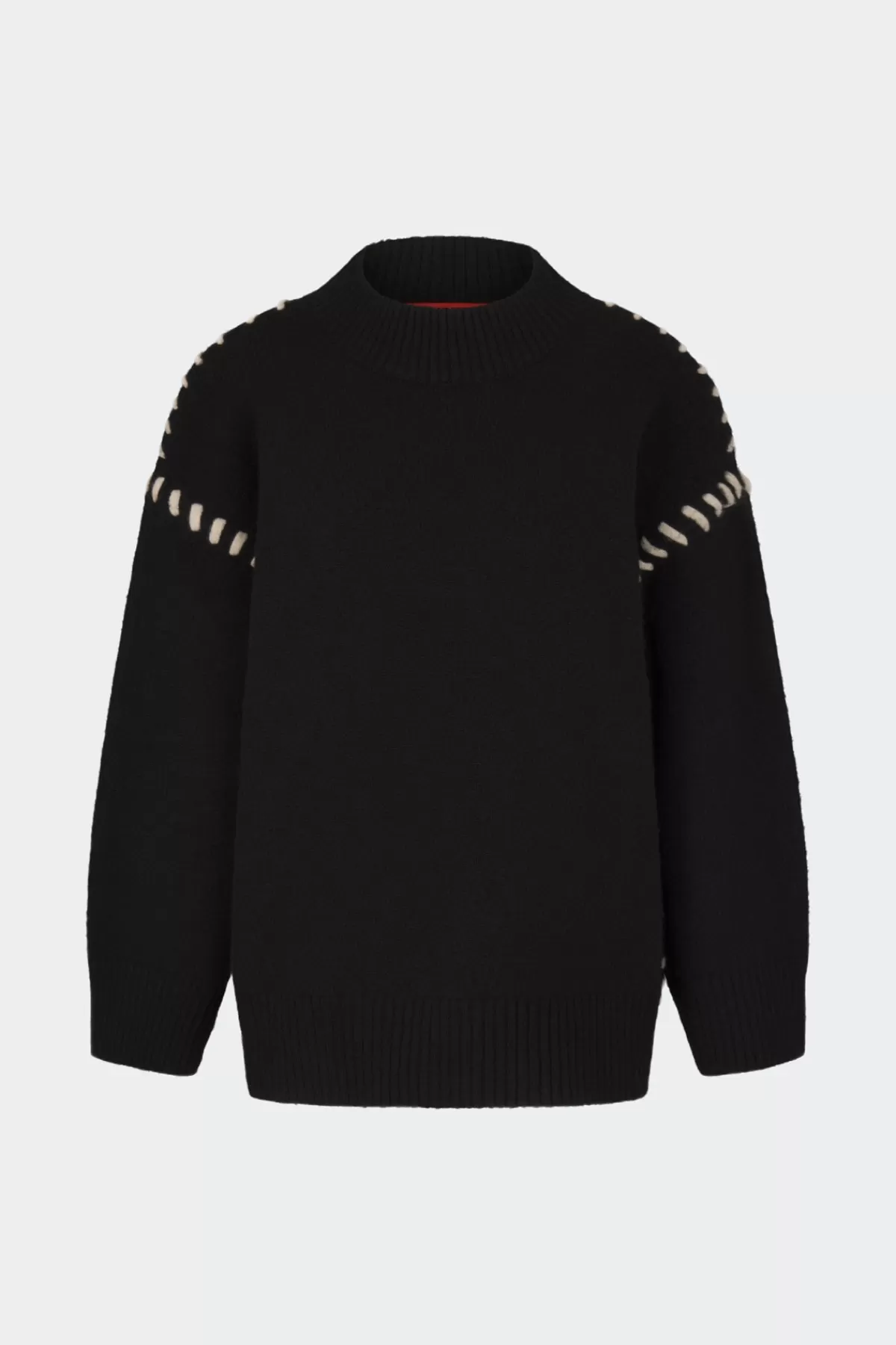Sweaters<SIMONMILLER Leith Whipstitch Knit Sweater in Black with Cream blackwithcream