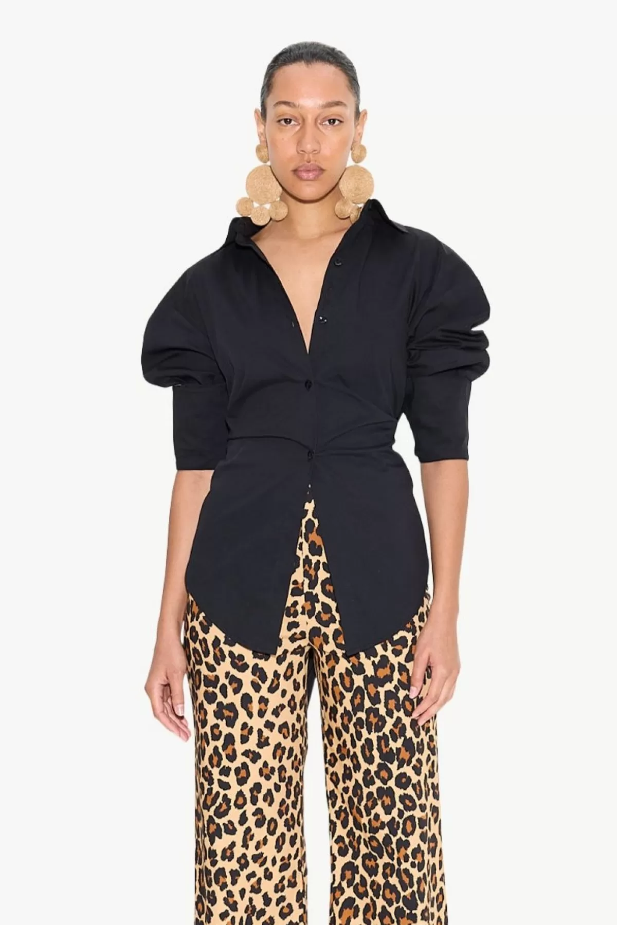 Poplin<SIMONMILLER Loch Button Up in black