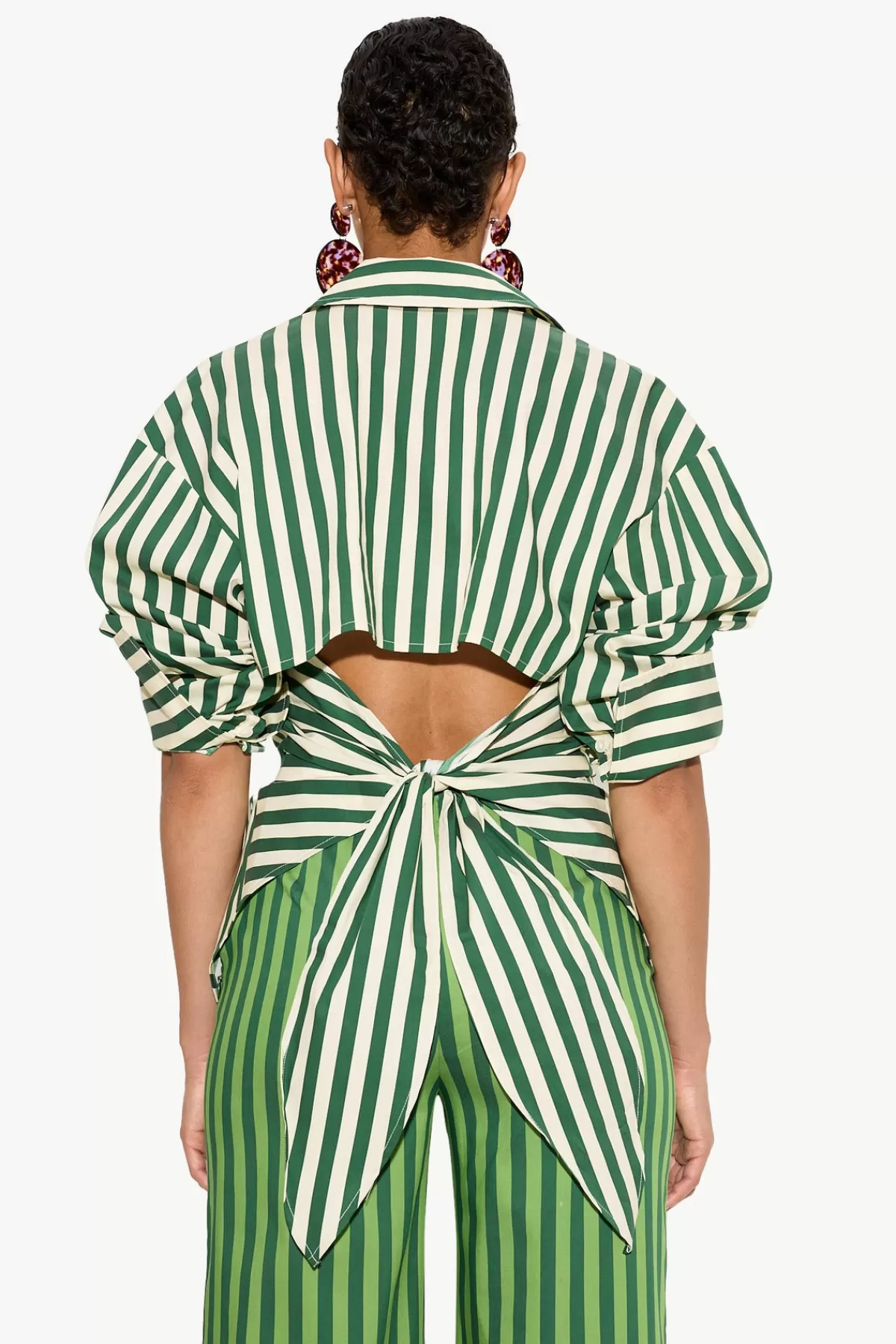 Clothing<SIMONMILLER Loch Striped Poplin Button Up in Gummy Green/Ecru gummygreen/ecru