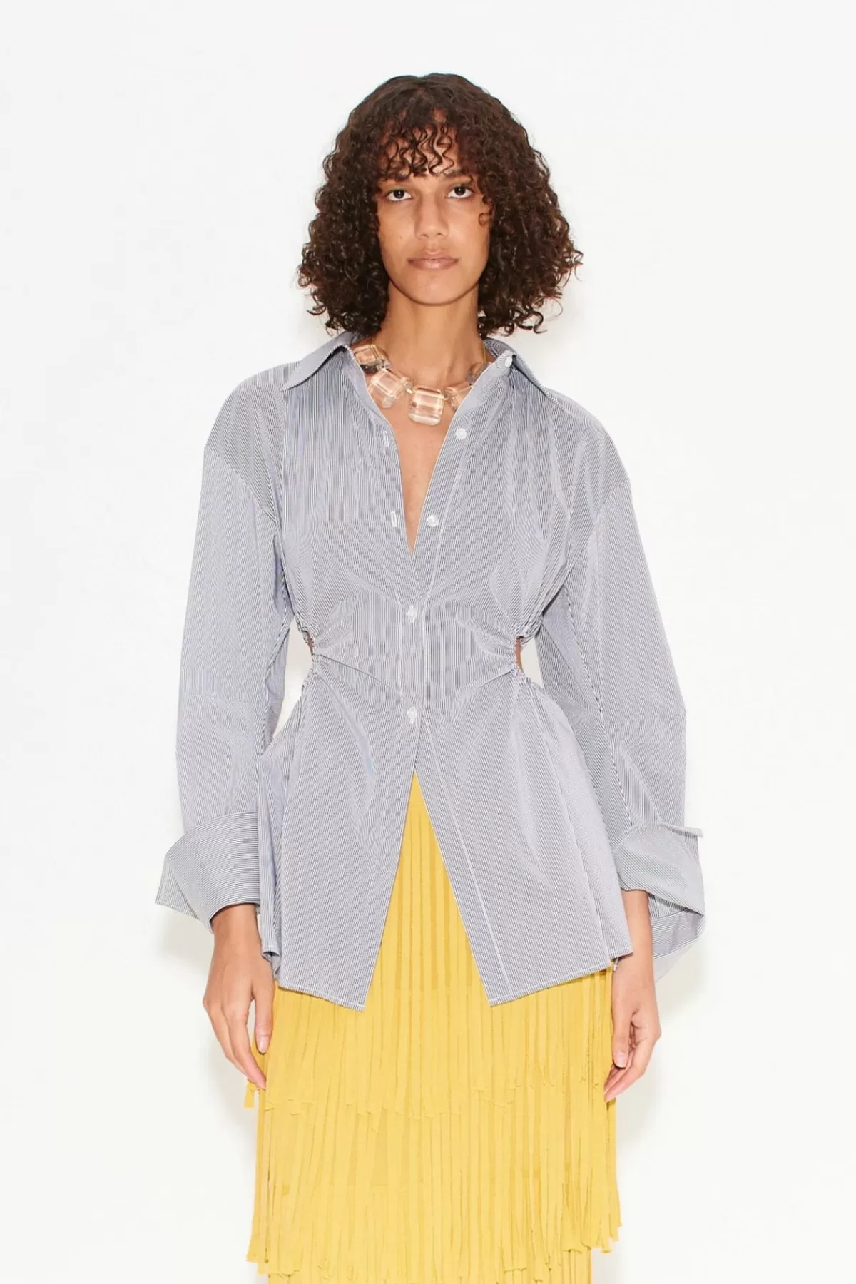 Poplin<SIMONMILLER Lolo Poplin Top in pinstripe