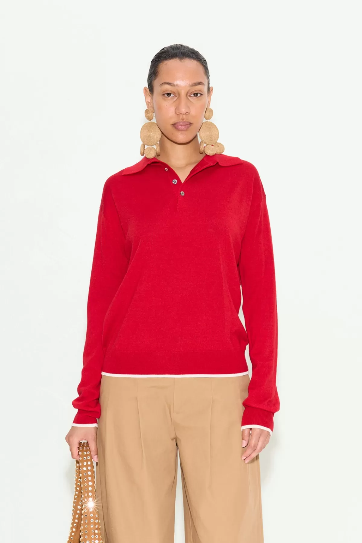 Sweaters<SIMONMILLER Marcel Polo Sweater in Lucky Red luckyred