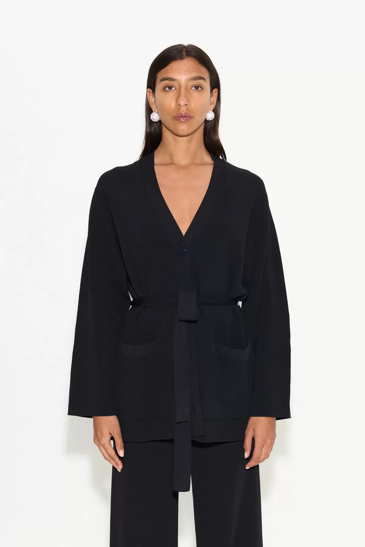 Tops<SIMONMILLER Max Belted Knit Cardigan in black