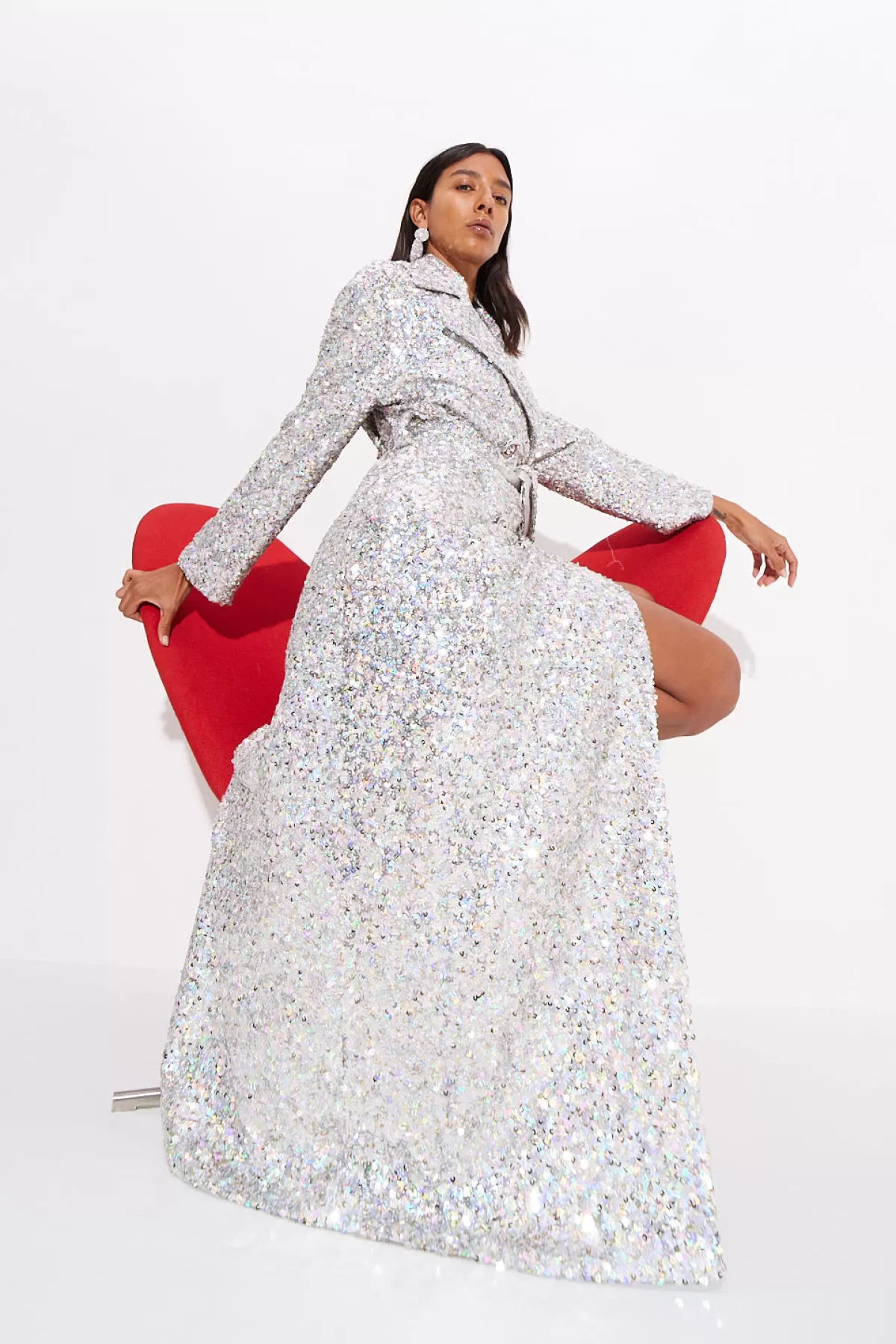 Outerwear<SIMONMILLER Rhodes Sequin Trench Coat in iridescent
