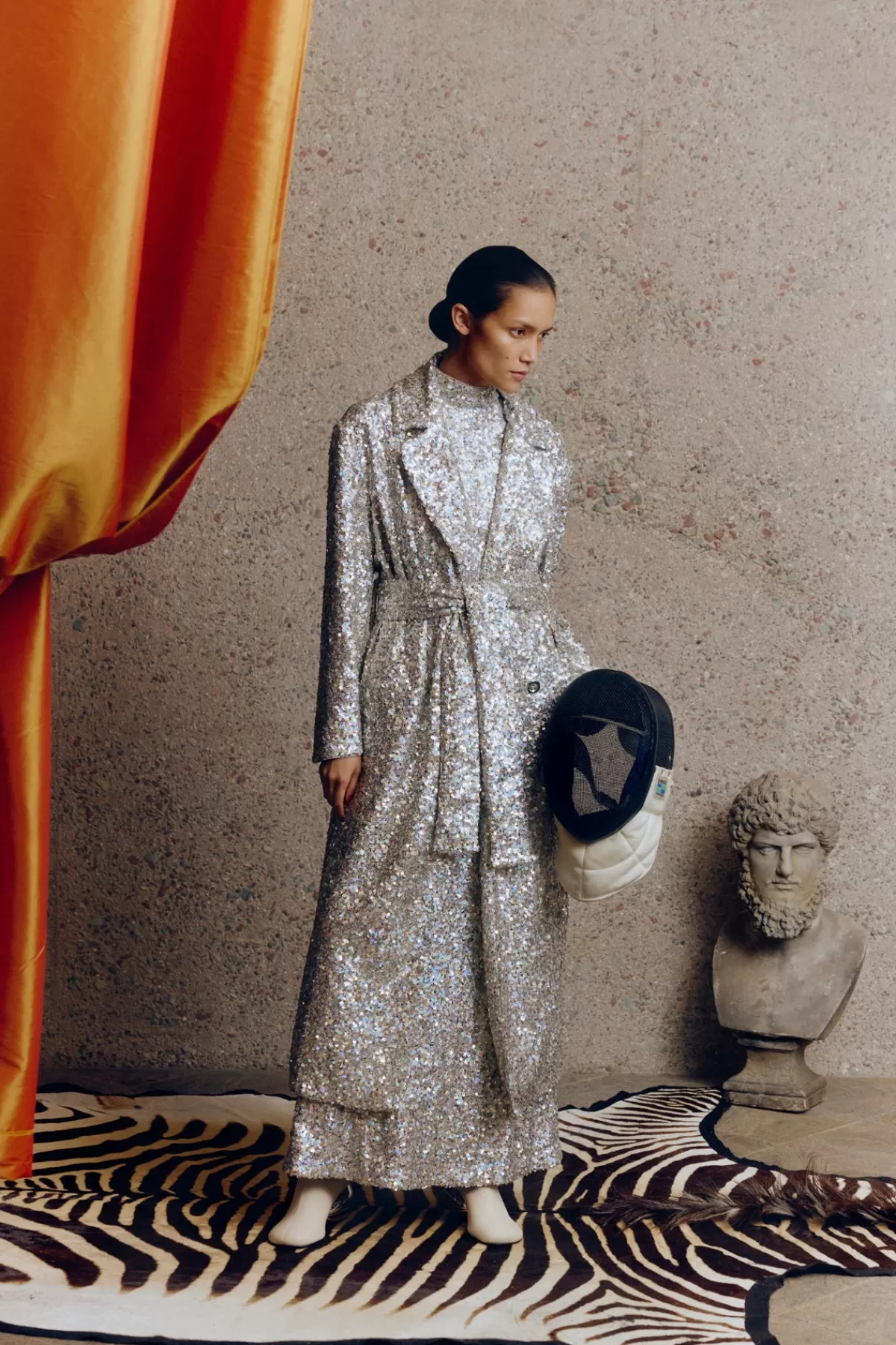Outerwear<SIMONMILLER Rhodes Sequin Trench Coat in iridescent