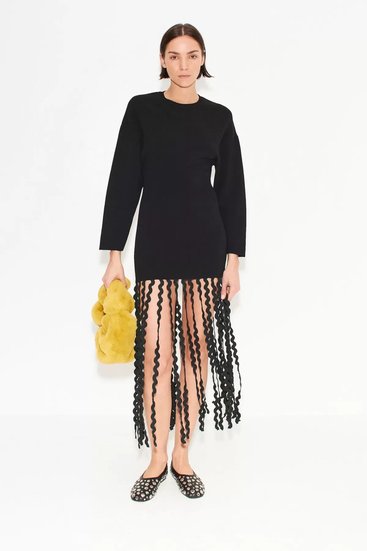 Knitwear<SIMONMILLER Wallis Knit Fringe Dress in black