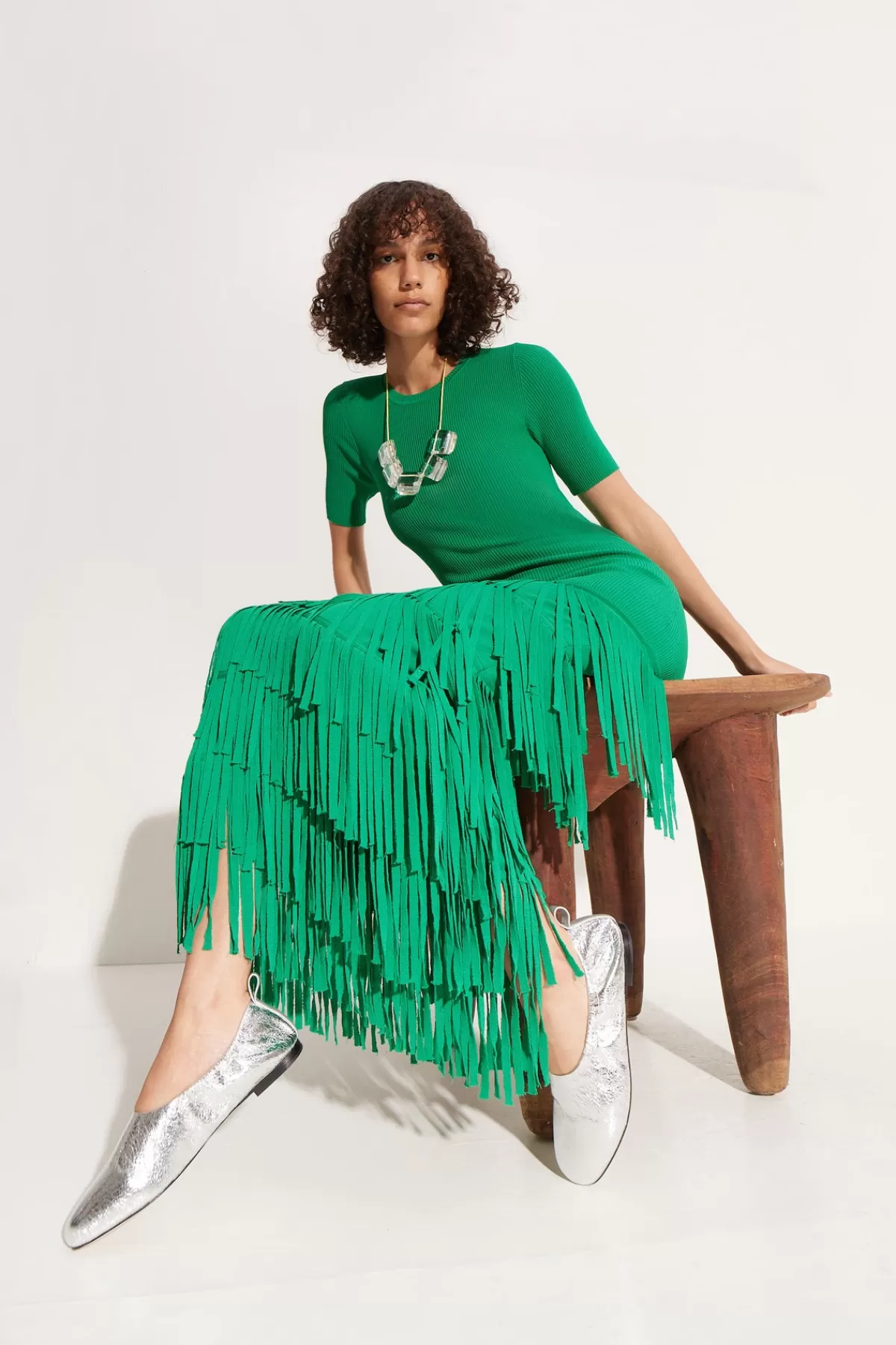Clothing<SIMONMILLER Za Za Knit Fringe Dress in jade