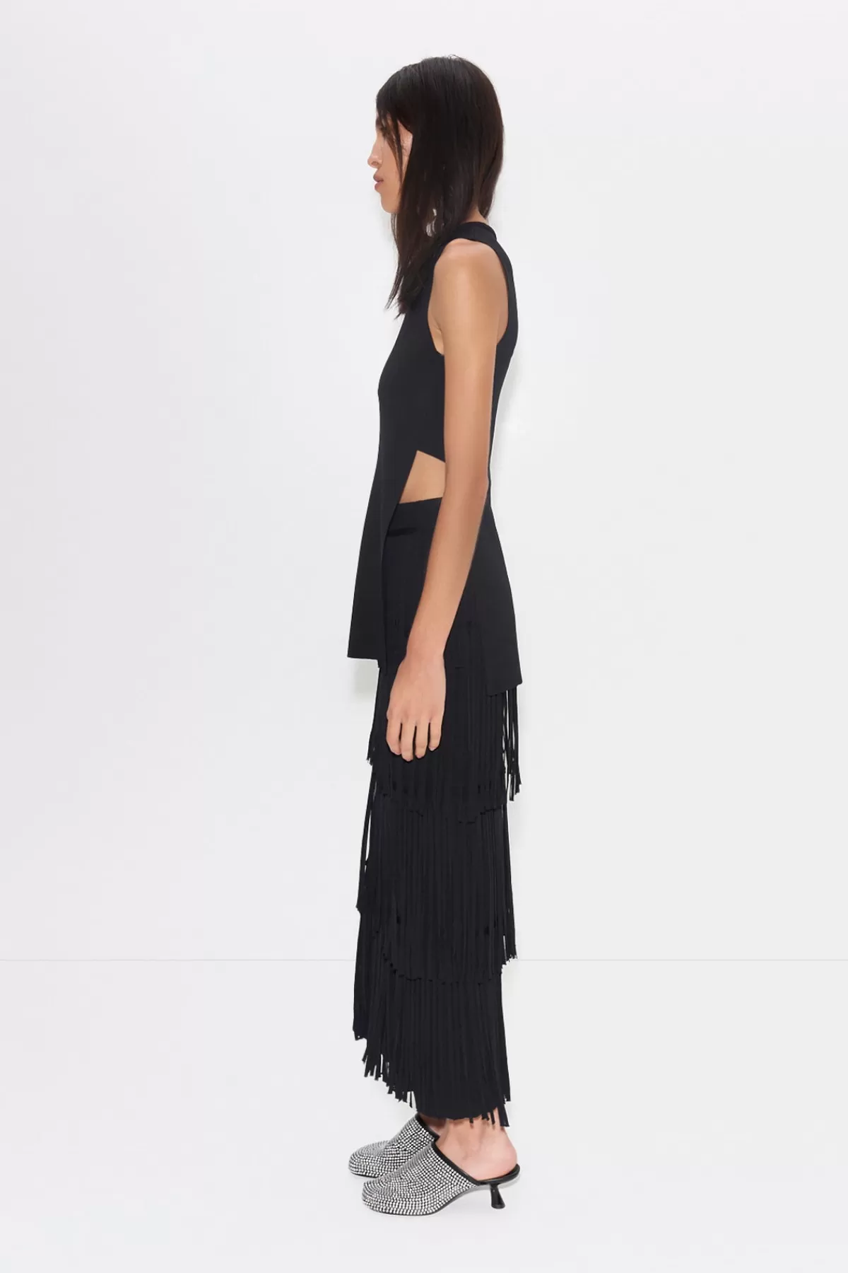 Clothing<SIMONMILLER Za Za Knit Fringe Skirt in black