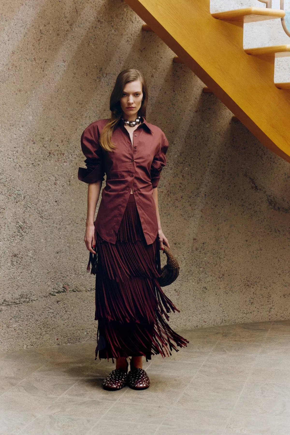 Knitwear<SIMONMILLER Za Za Knit Fringe Skirt in Choco Brown chocobrown